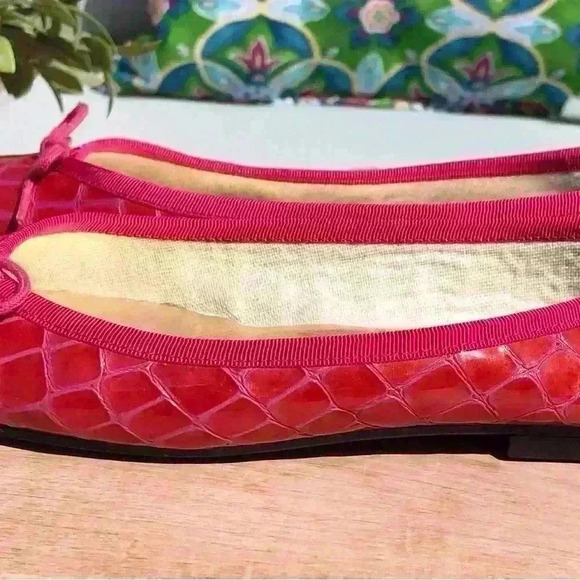 London Sole  Pink Henrietta Patent Leather Croc Effect Ballet Flat Size 6 - Picture 6 of 12
